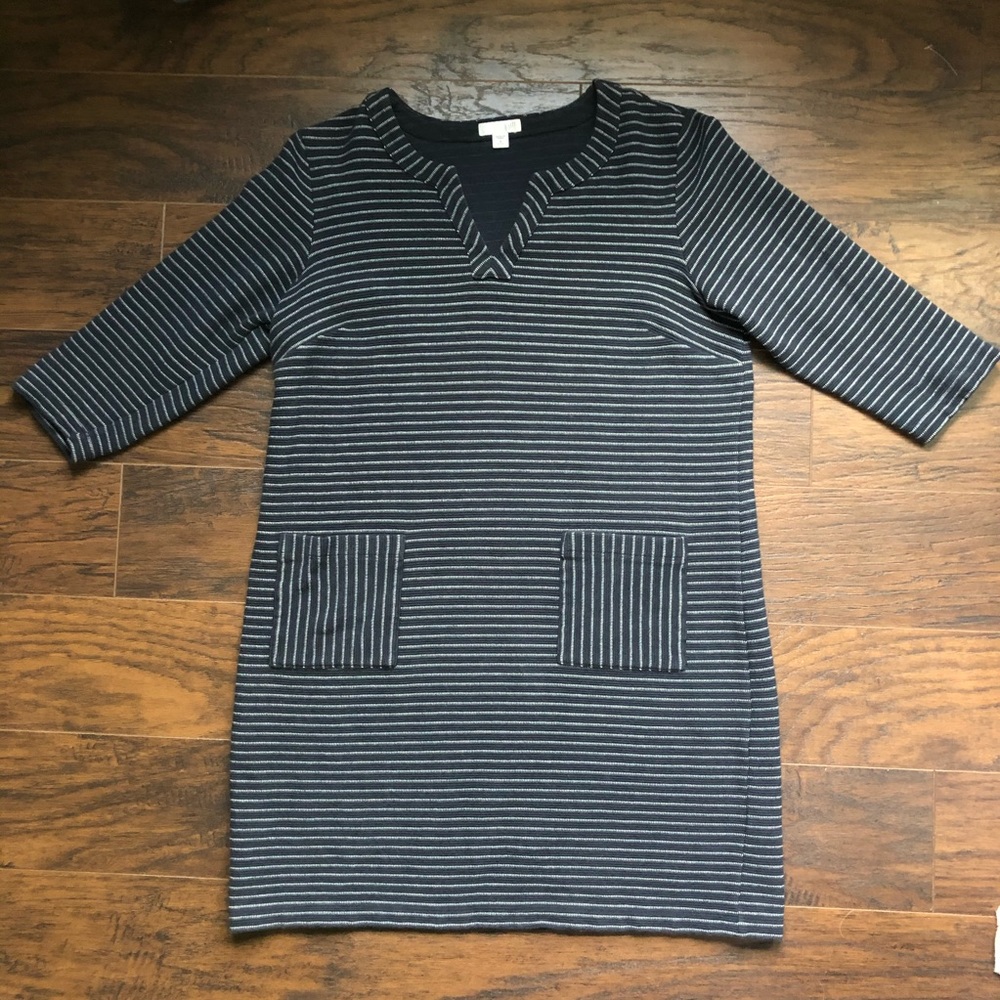 J. Jill Tunic Sweater Dress Striped Navy Medium